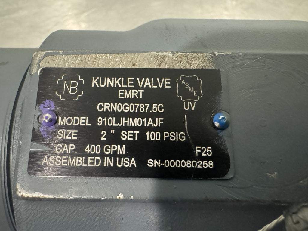 Kunkle 910LJHM01AJF Safety Relief Valve 2” Flanged NEW! FREE SHIPPING!