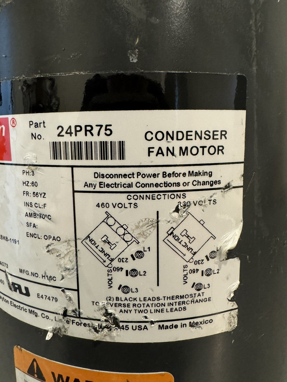 Dayton 24PR75 Condenser Fan Motor 2HP 208-230/460V 1140 RPM NEW! FREE SHIPPING!