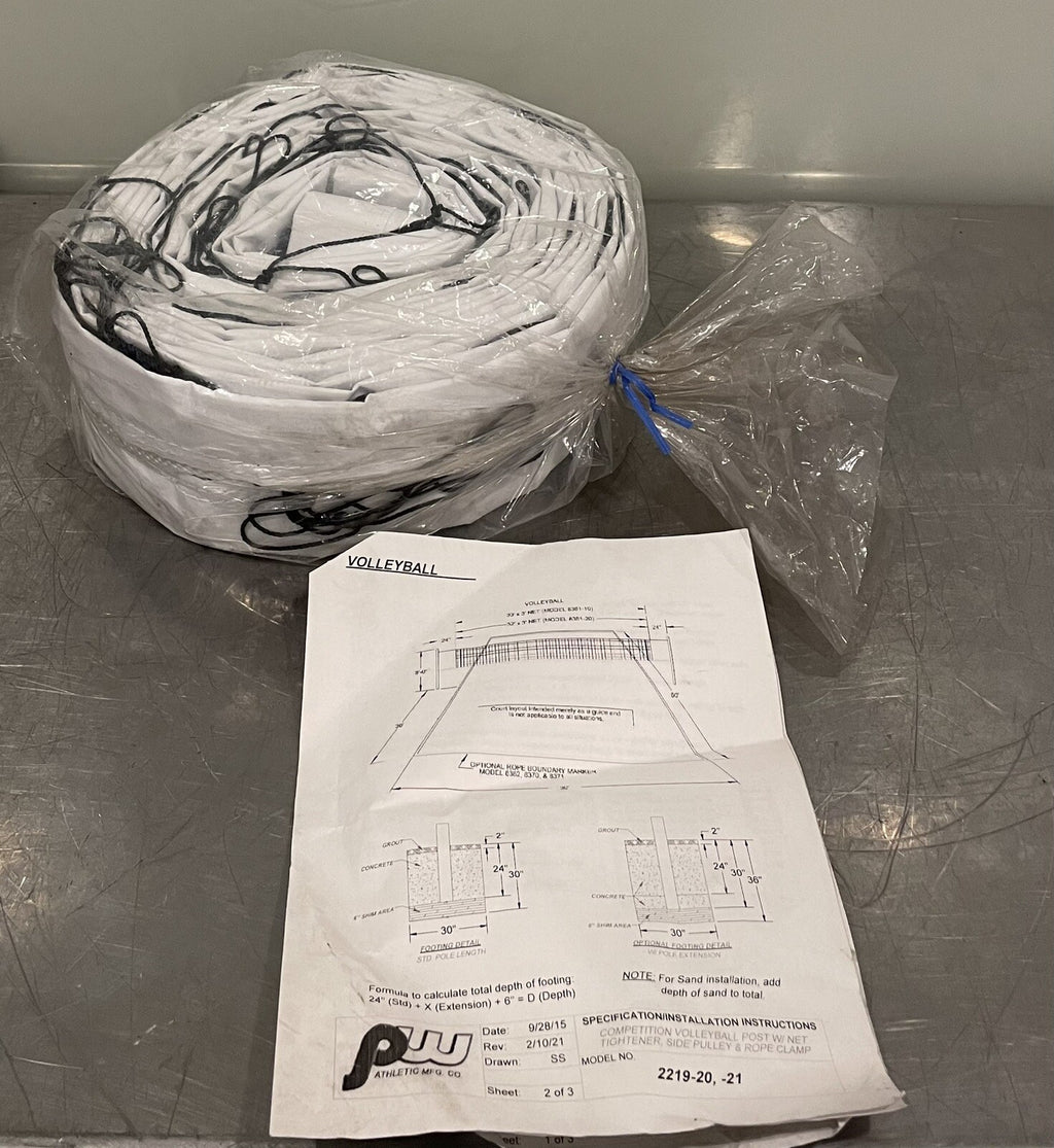 PW Athletic Volleyball Net Competition W/ Top Cable & Bottom Rope NEW SHIPS FREE