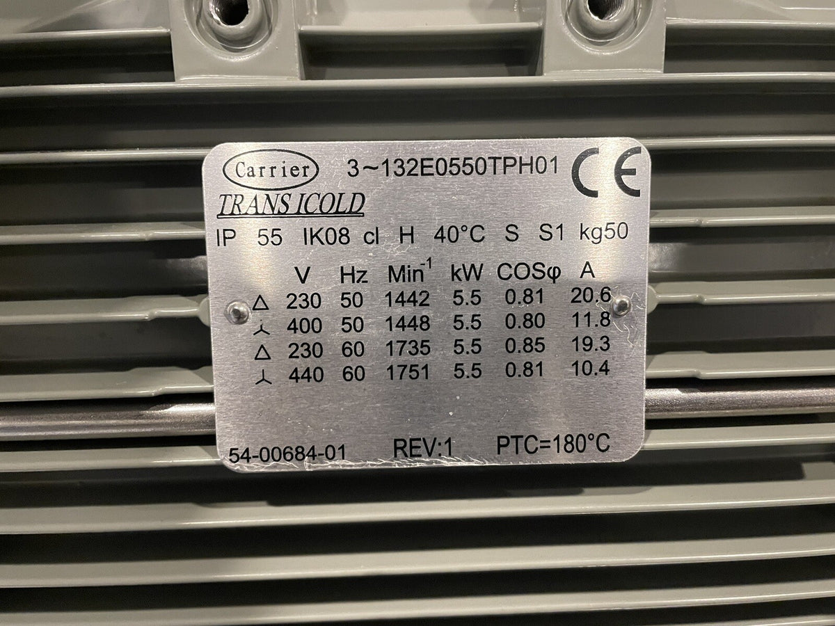 Carrier Transicold 54-00684-01 Evaporative Motor 3 PH 132E0550TPH01 NEW!