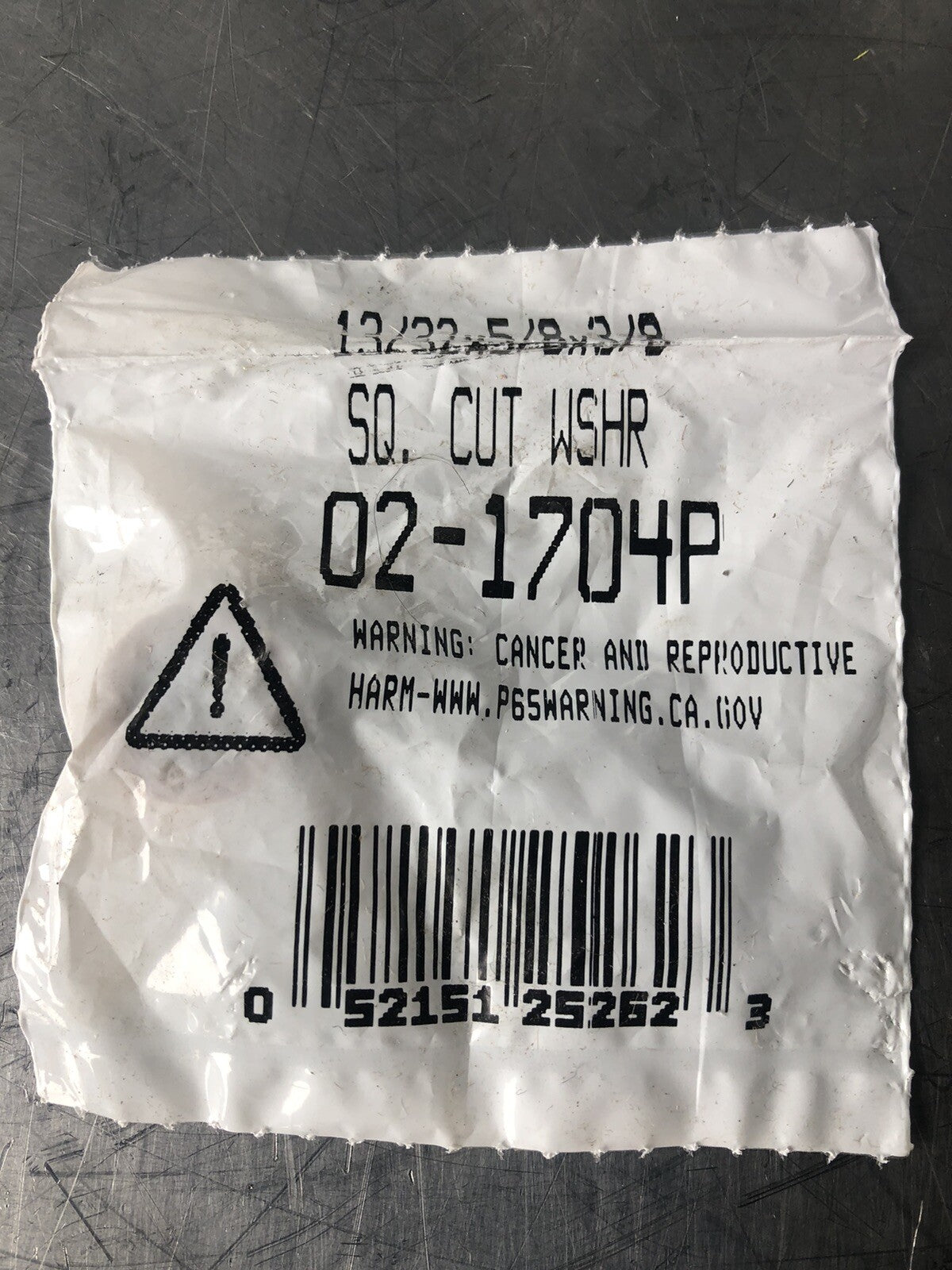 02-1704P Larsen Supply Co. 13/32 X 5/8 X 3/8 Sq. Cut Washer NEW!