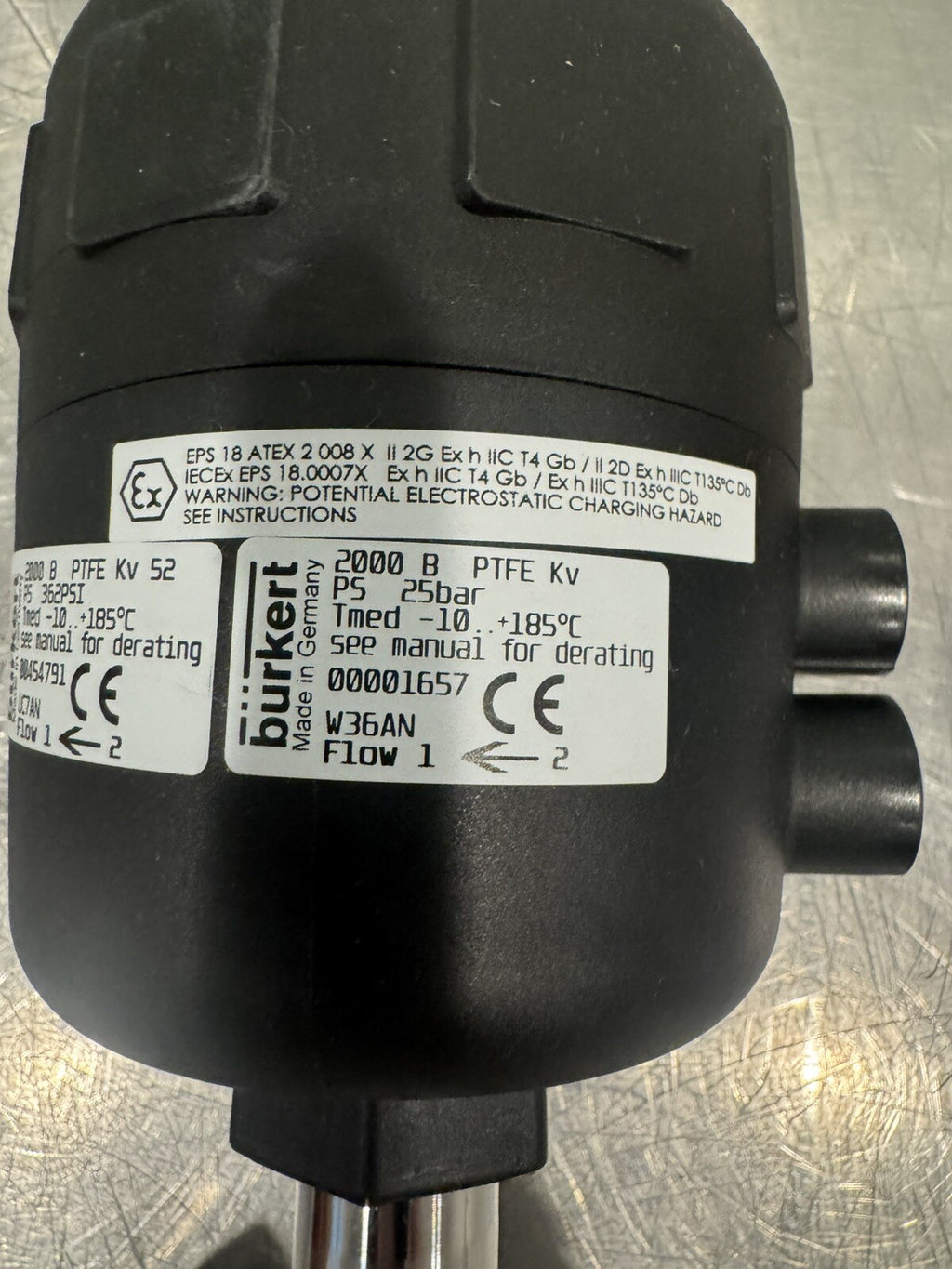 Burkert Type 2000 Pneumatic 2/2-Way Piston Angle Seat Valve 454791 NEW IN BOX!