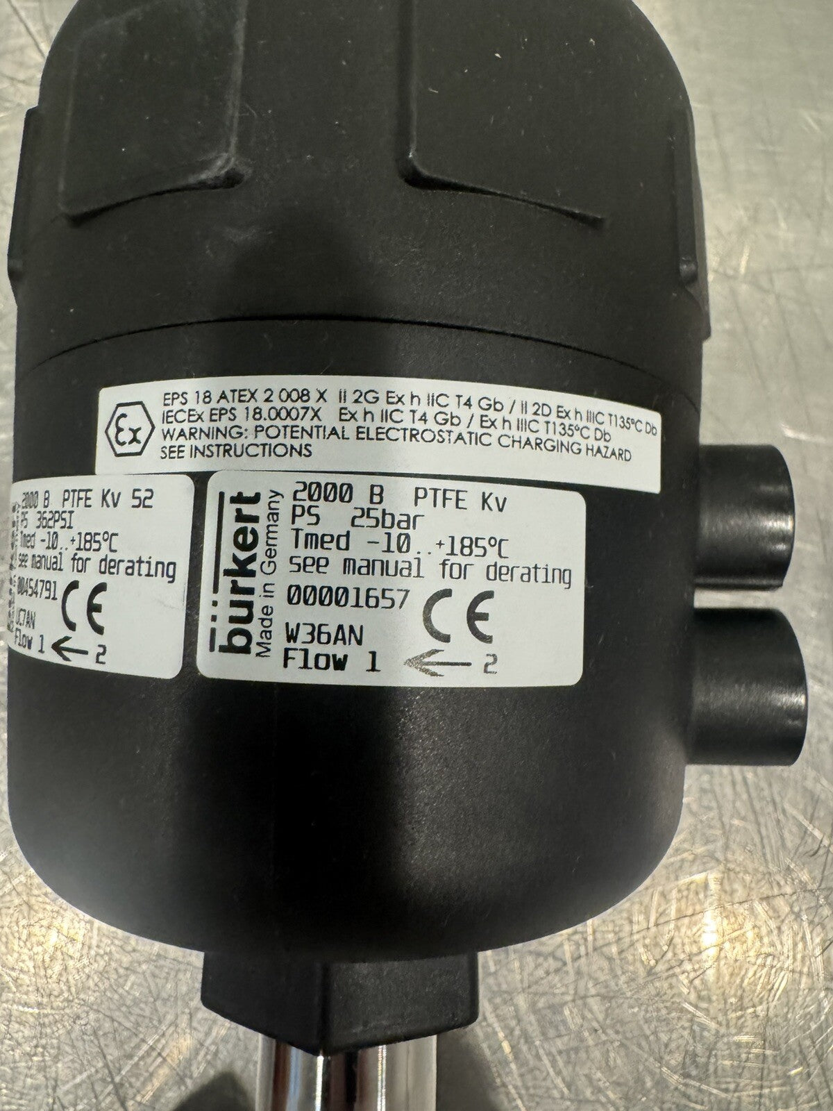 Burkert Type 2000 Pneumatic 2/2-Way Piston Angle Seat Valve 454791 NEW IN BOX!