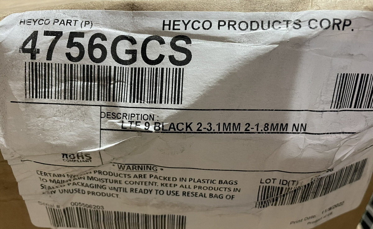 Heyco 4756 Liquid Tight Cord Grips LTE 9 Black 4756GCS NEW! FREE SHIPPING!