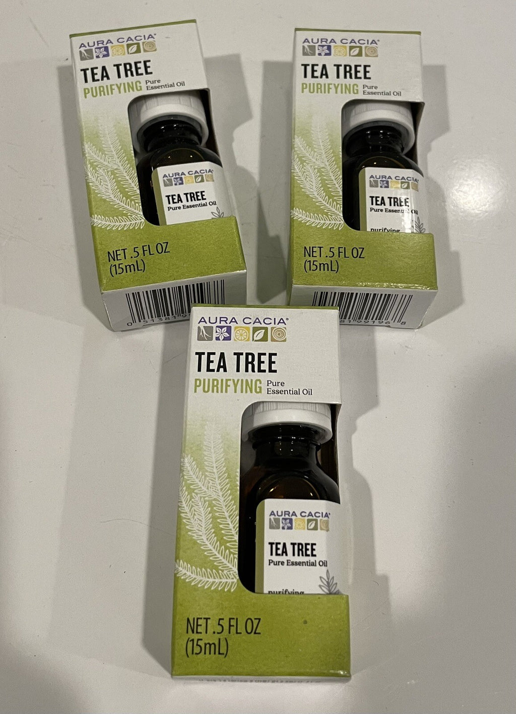 Aura Cacia Tea Tree Oil .5 FL Oz 3 PACK NEW! FREE SHIPPING!