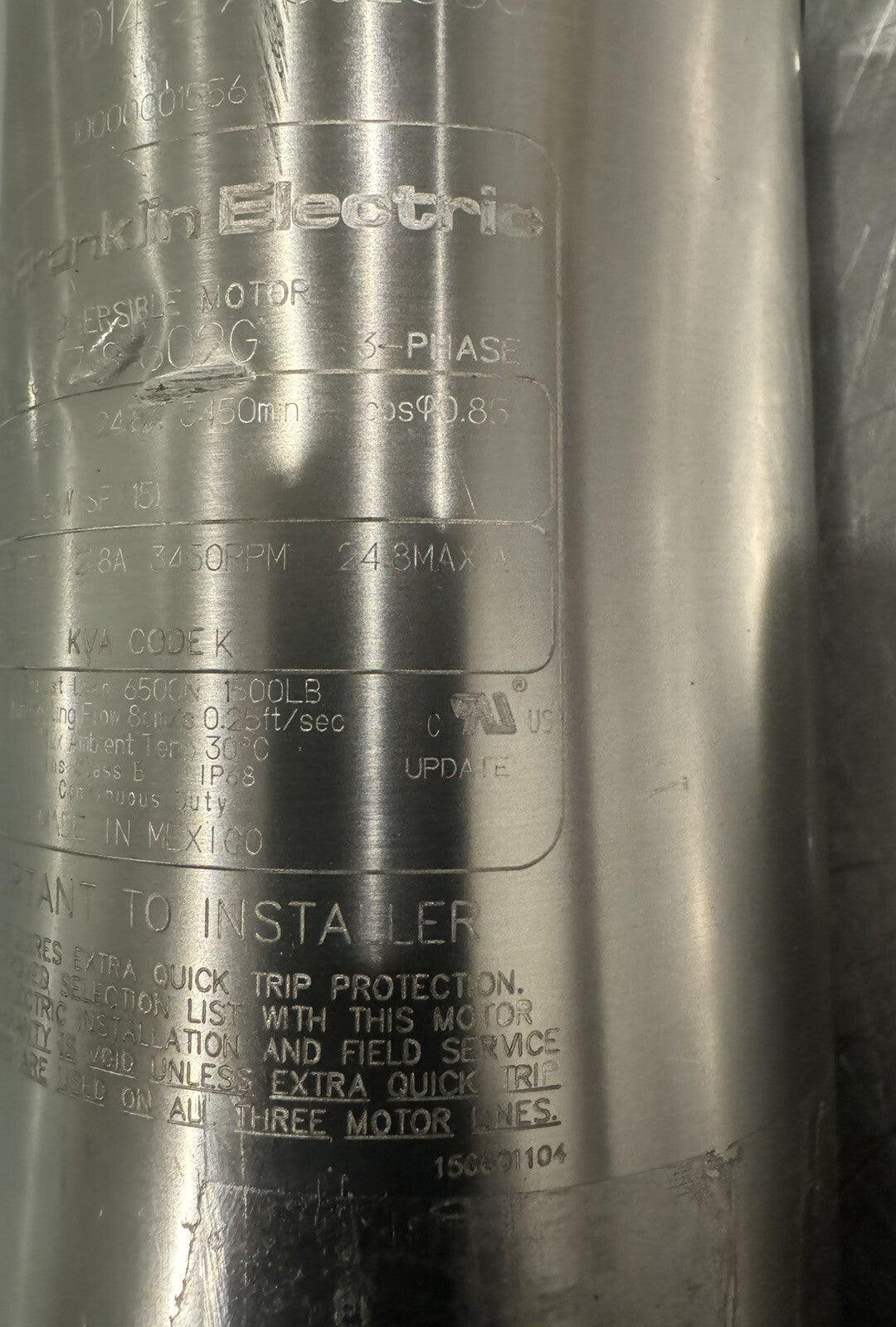 Franklin Electric 2347188602G Submersible Well Pump Motor 7.5HP 230V NEW!