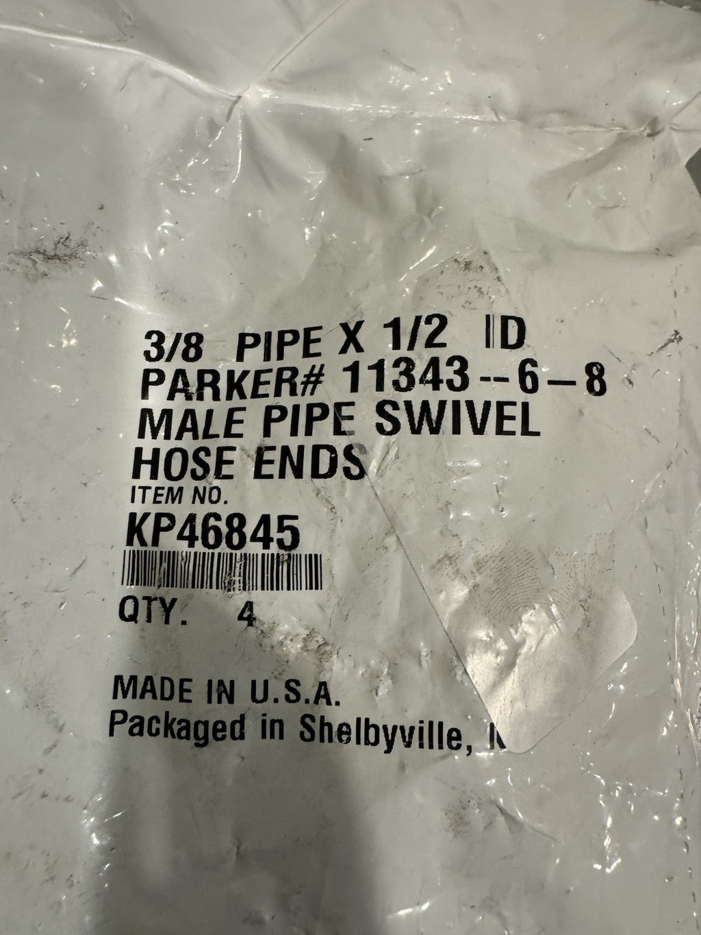 Parker 11343-6- 8 4 PACK Hydraulic Fittings Male Pipe Swivel Straight KP46845