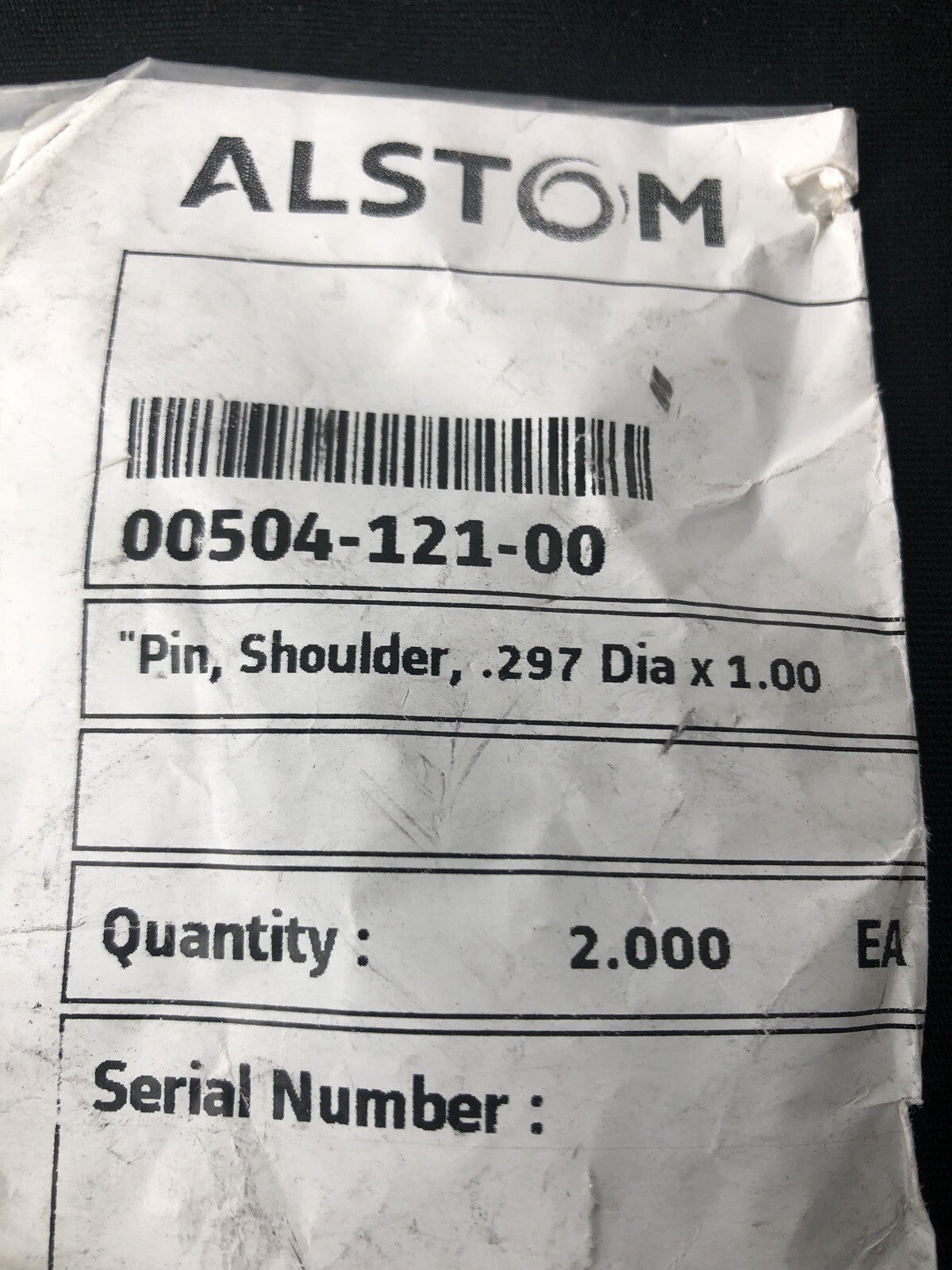 Alstom 00504-121-00 2Pack Shoulder Pin .297 Dia X 1” NEW!!! FREE SHIPPING!!!