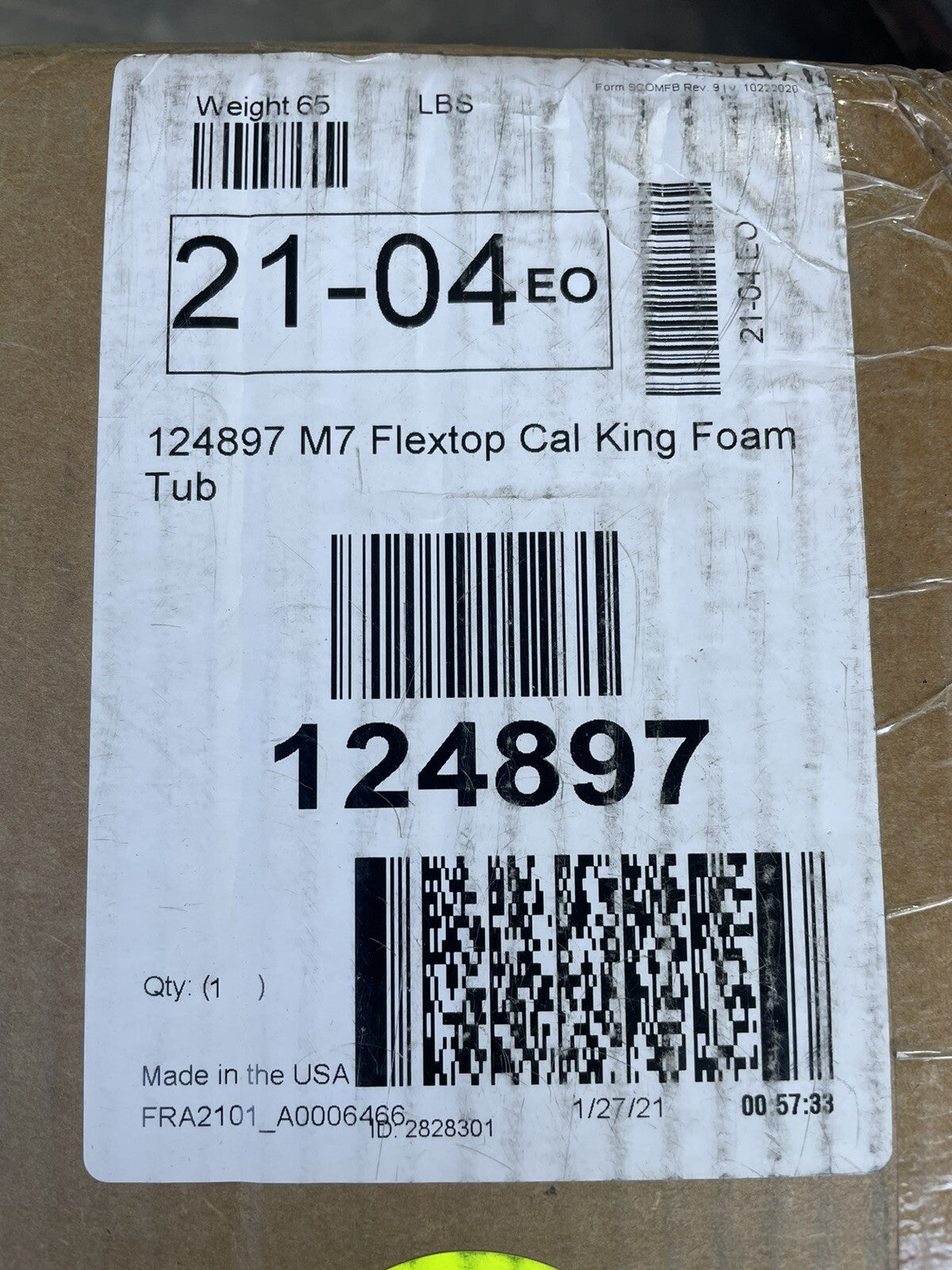 Sleepnumber 124897 M7 Flextop Cali King Foam Tub Topper NEW! FREE SHIPPING!