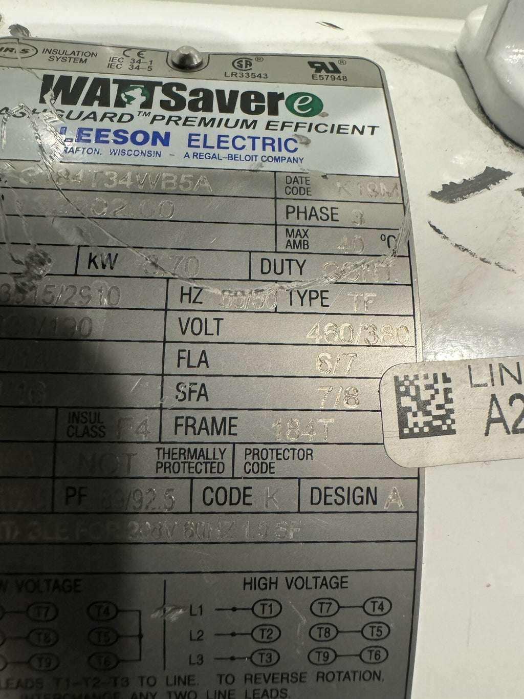 Leeson 132202.00 Washdown Motor 5HP 230/190V C184T34WB5A NEW! FREE SHIPPING!