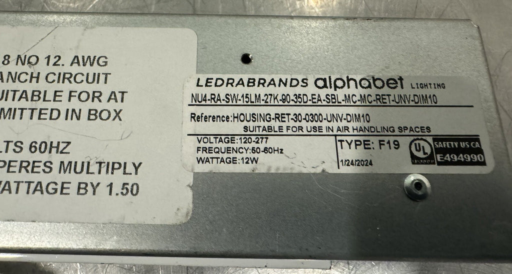 Alphabet Lighting NU4-RA-SW-15LM-27K-90-35D-EA-SBL-MC-MC-RET-UNV-DIM10 Ecodrive
