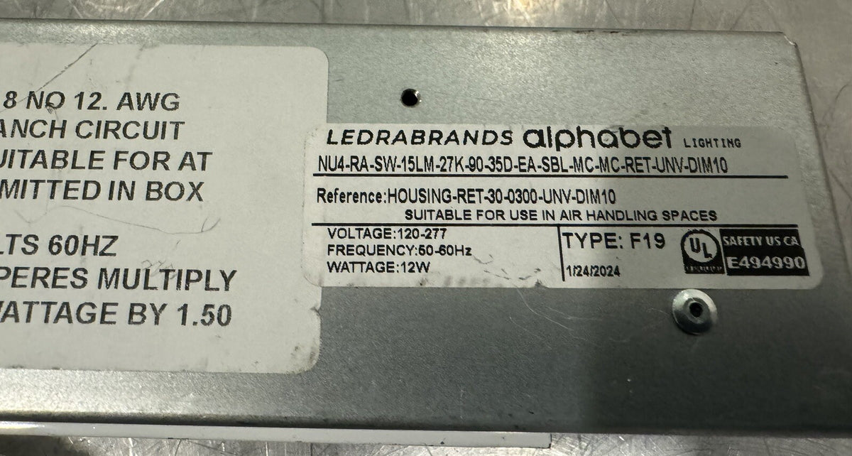 Alphabet Lighting NU4-RA-SW-15LM-27K-90-35D-EA-SBL-MC-MC-RET-UNV-DIM10 Ecodrive