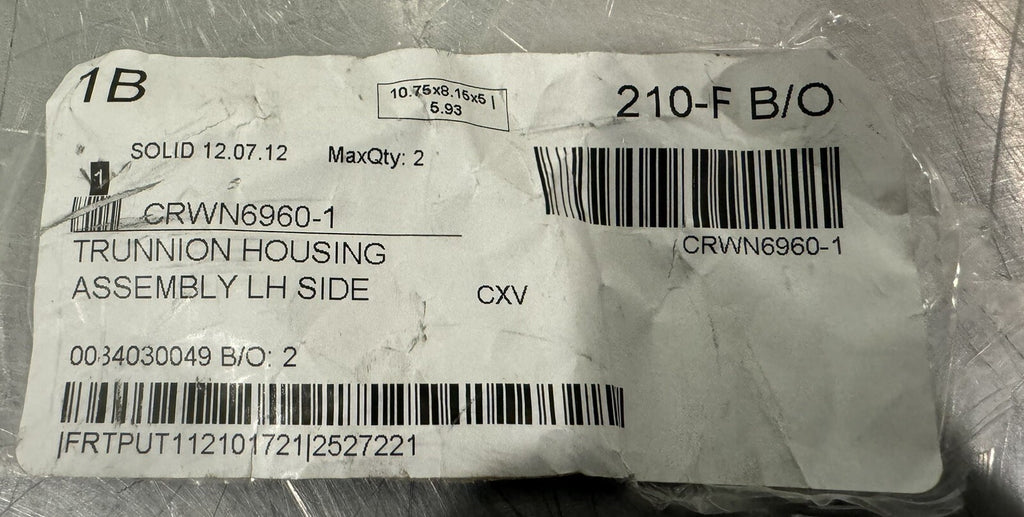 Crown Steam CRWN6960-1 Trunion Housing ASSY NO LEGS! NEW! FREE SHIPPING!