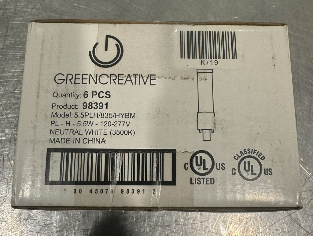Green Creative 98391 LED Bulb 5.5W 3500K 6 PACK PL-H-5.5W-120-277V NEW!