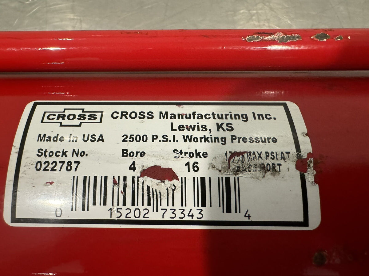 Cross 022787 Hydraulic Tie Rod Cylinder 4” Bore 16” Stroke NEW! FREE SHIPPING!