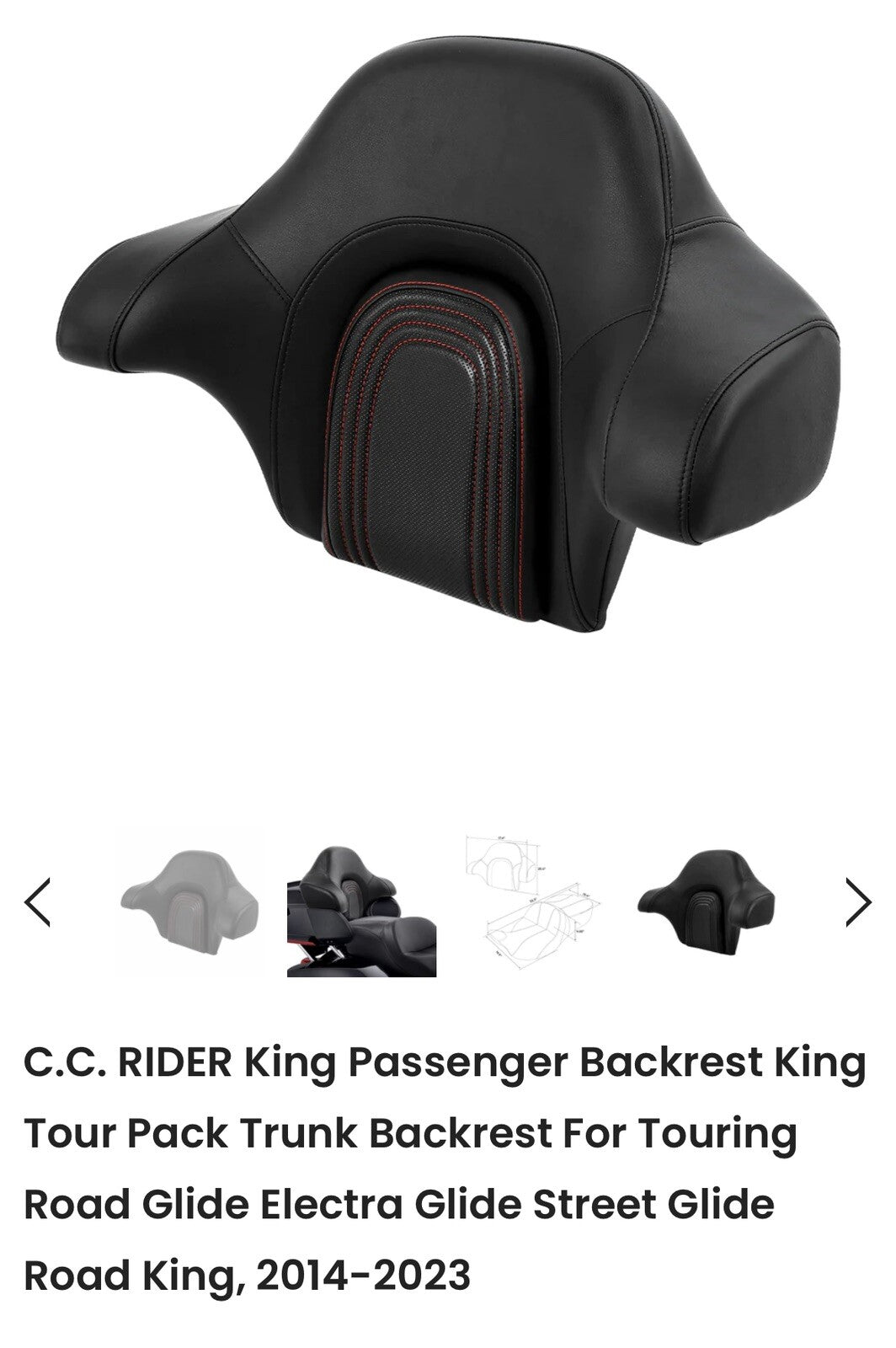 C.C. Rider SC52-19-BR-KP King Passenger Back Rest NEW! FREE SHIPPING!