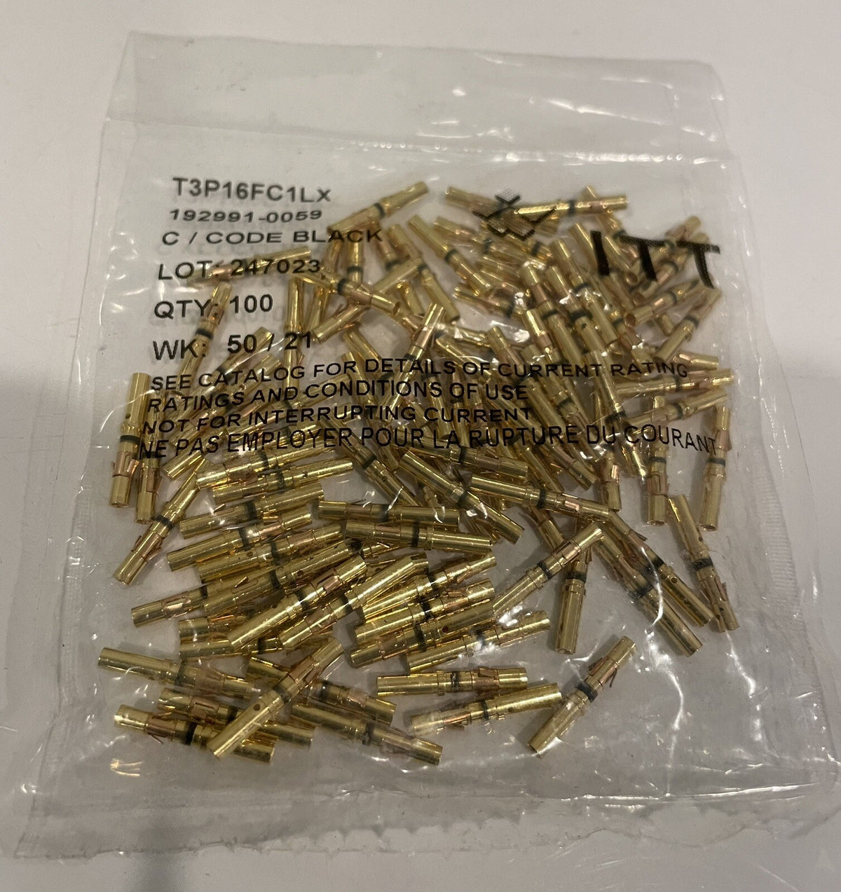 ITT Cannon 192991-0059 Contact 16 AWG Gold Plated 100PACK Trident Series Socket