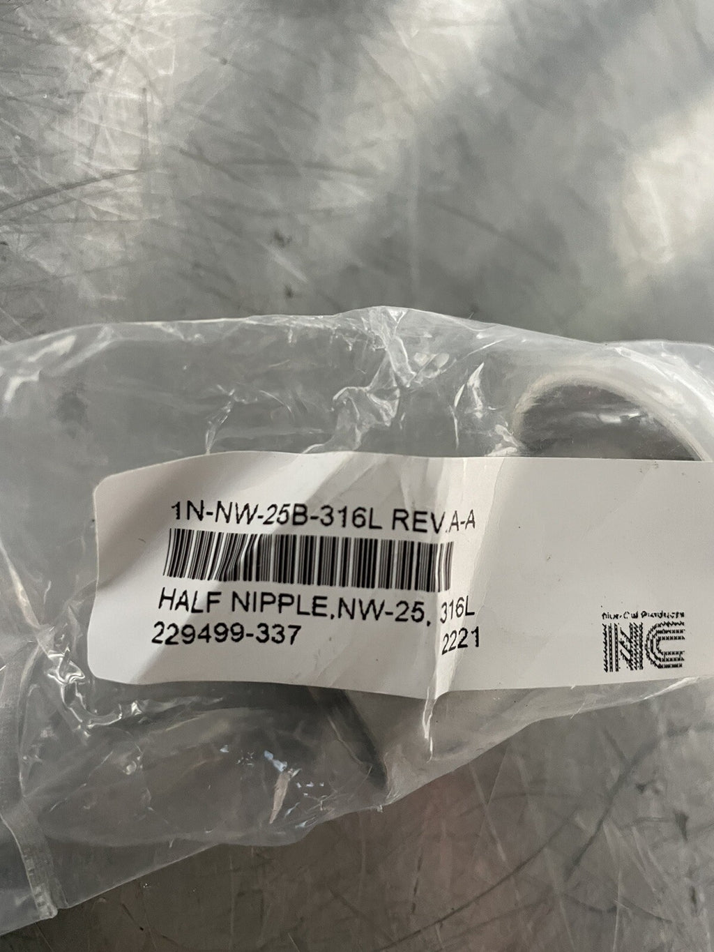 Nor Cal 1N-NW-25B-316L Half Nipple Stainless Flange Vacuum Fitting NEW!