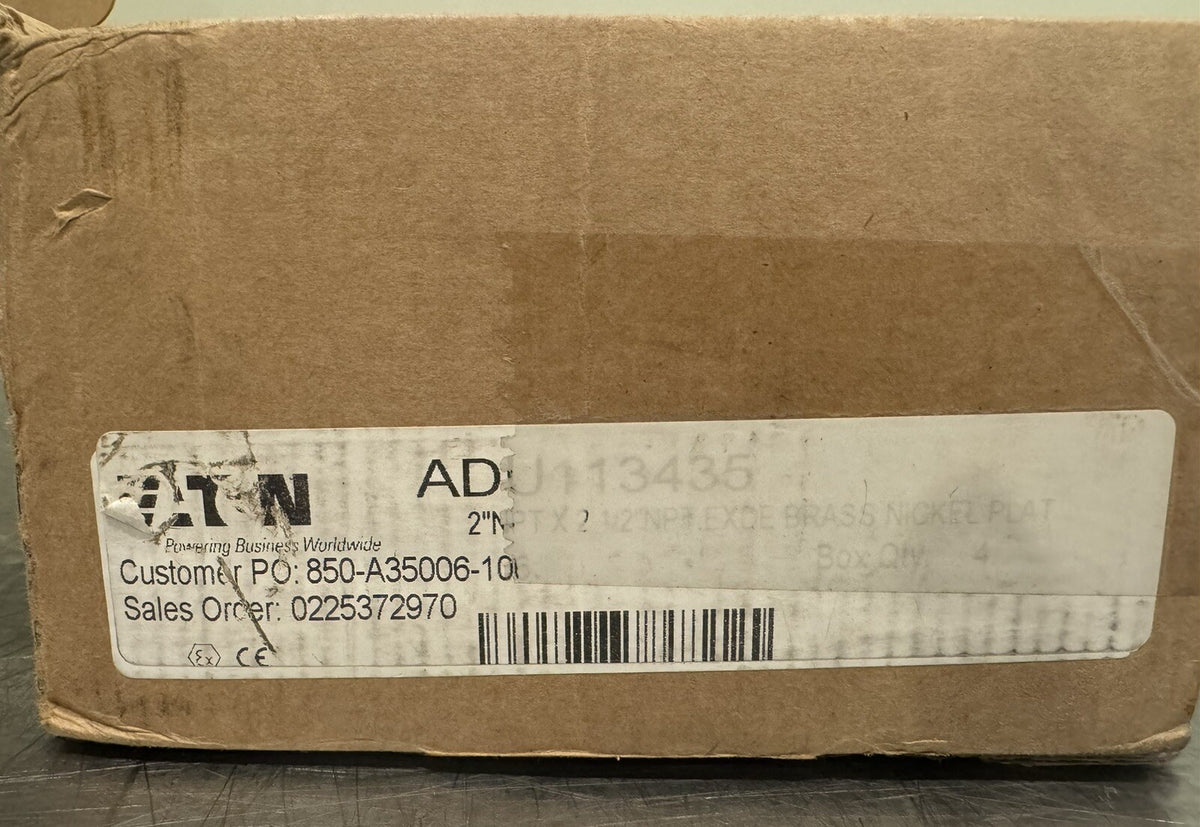 Eaton Crouse Hinds ADU113435 2” NPT X 2.5” NPT Nickel Plated Brass Fitting NEW!