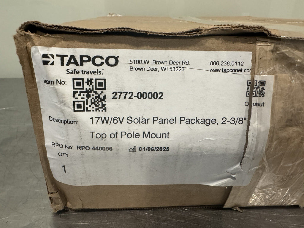 Tapco 2772-00002 17W/6V Solar Panel Package 2-3/8” Pole Mount NEW IN BOX!