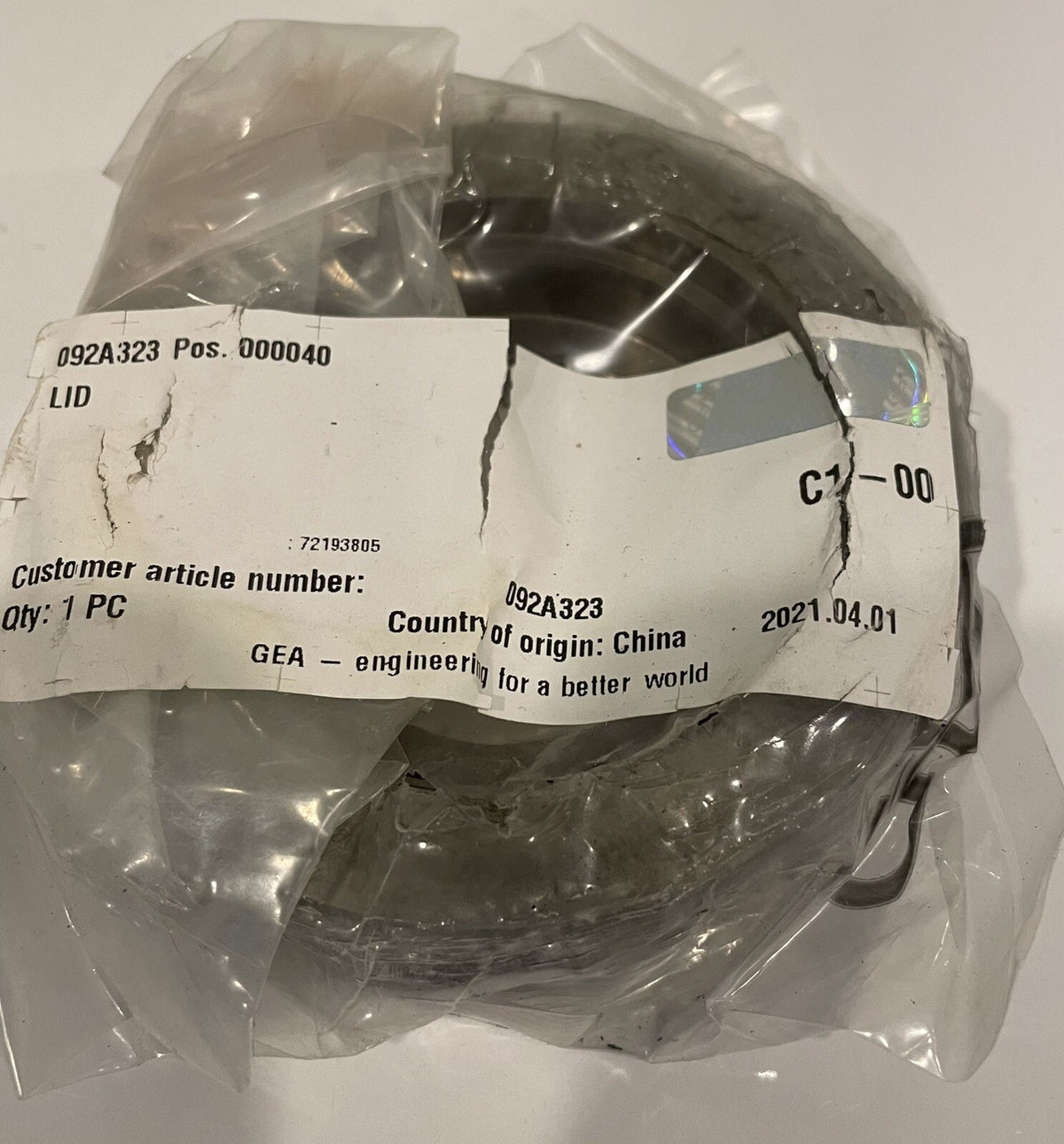 GEA 092A323 Threaded Lid 4” NEW! FREE SHIPPING!