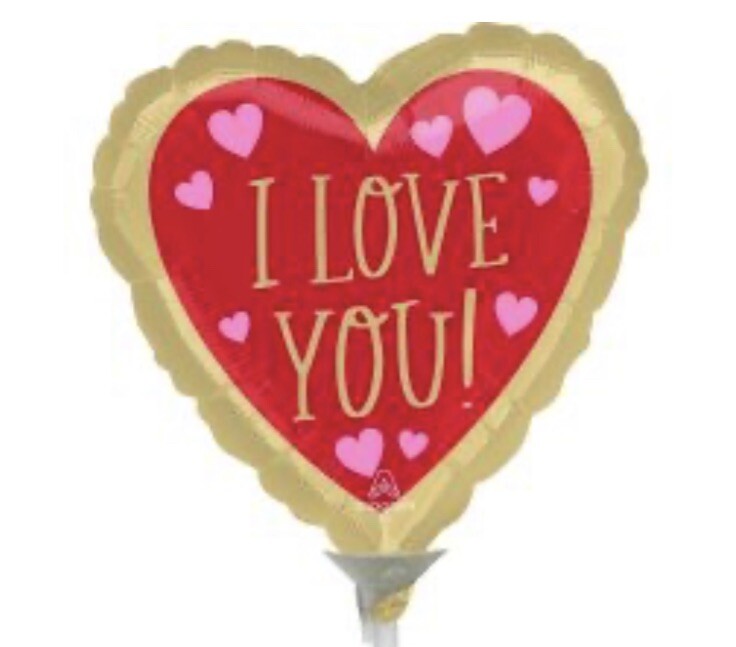 (1) I Love You 9” Balloon Red & Gold Heart Shaped Anagram 43672 NEW!