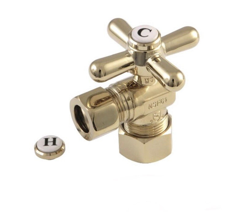 Kingston CC53302 Compression Angle Stop Valve Polished Brass NEW! FREE SHIPPING!