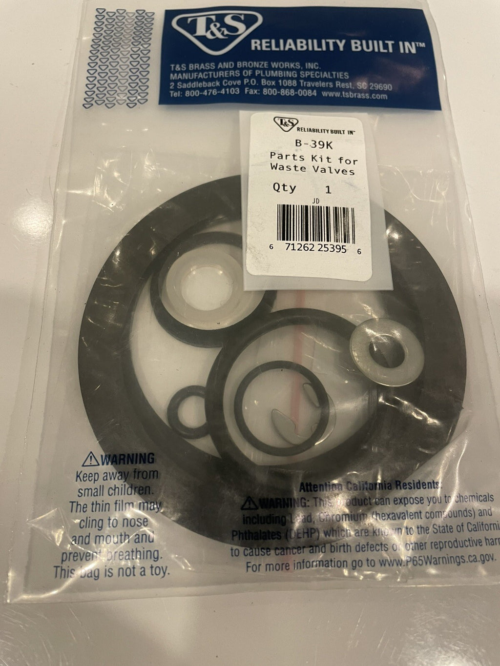 T&S B-39K Waste Valve Parts Kit NEW! FREE SHIPPING!