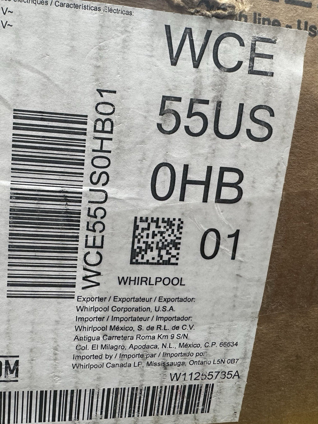 Whirlpool WCE55US0HB01 Electric 4 Element Ceramic Glass Cook Top NEW IN BOX!
