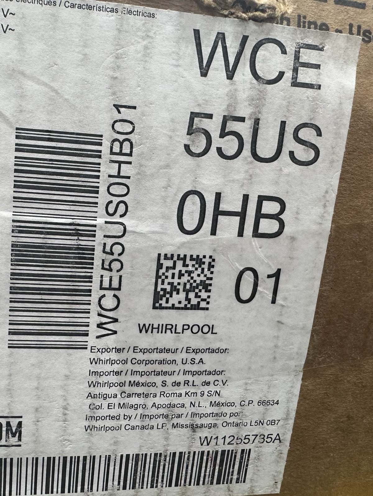 Whirlpool WCE55US0HB01 Electric 4 Element Ceramic Glass Cook Top NEW IN BOX!