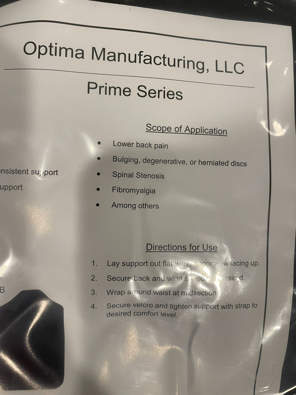 Optima Prime Waist Brace 2XL Back Brace NEW! FREE SHIPPING!