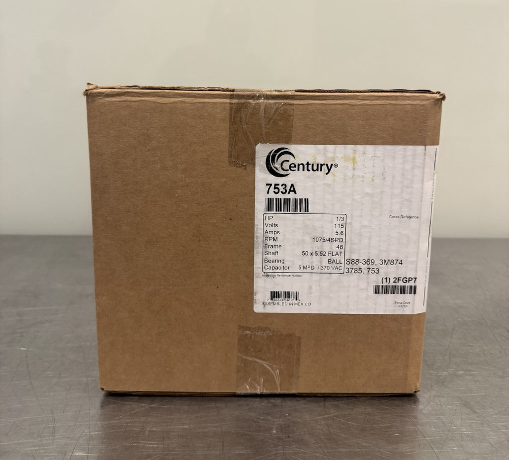 Century 753A Motor 1/3 HP 115V 5.6A RPM 1075/4SPD NEW! FREE SHIPPING!