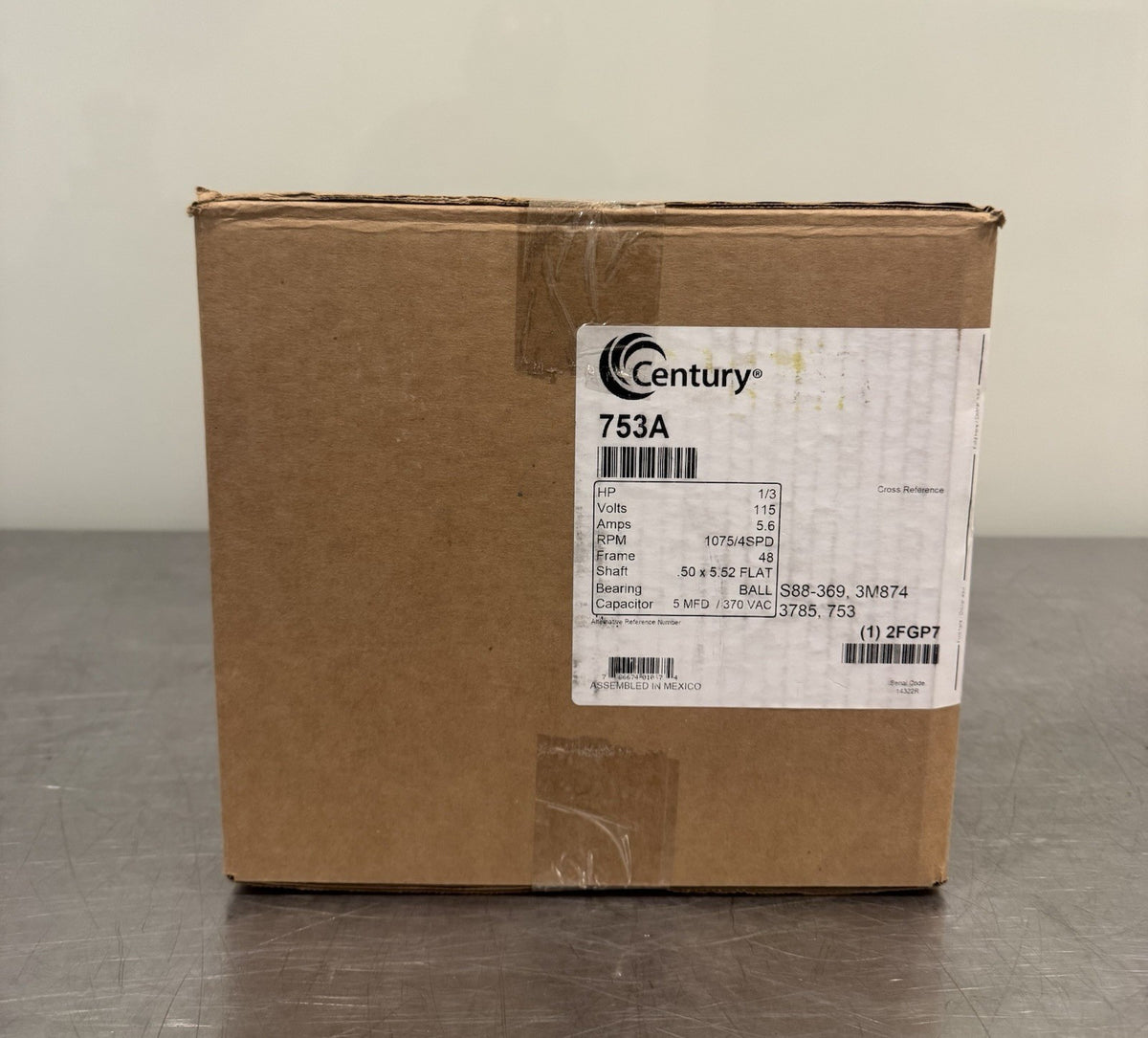 Century 753A Motor 1/3 HP 115V 5.6A RPM 1075/4SPD NEW! FREE SHIPPING!