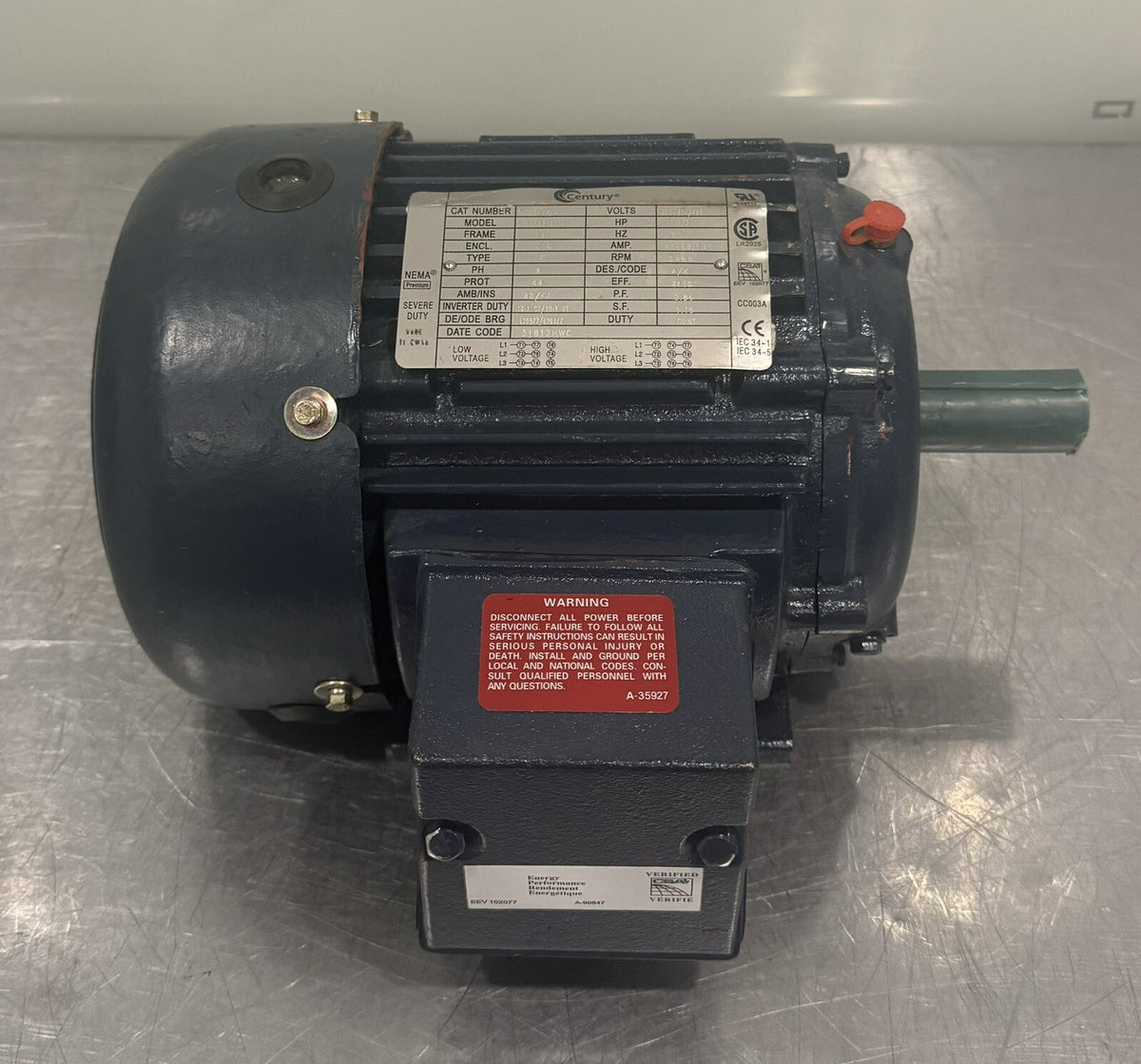 Century SD104 Motor 208-230/460V 1.5 HP 3488 RPM PE3AA21A01C NEW! FREE SHIPPING!