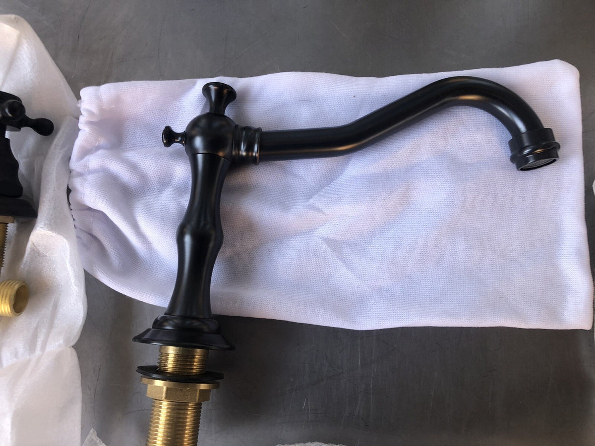 Antiqued Brushed Black Faucet 3 Hole Cross Handles NEW IN BOX!! FREE SHIPPING!!