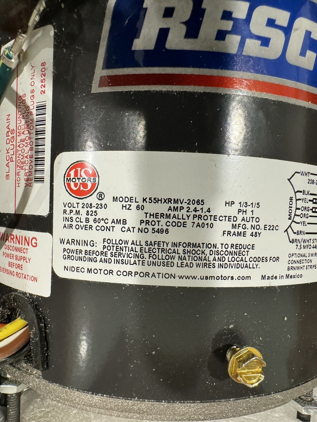 S82-542 US Motor Consolidator 1/3-1/5HP 208-230V 1PH NEW! FREE SHIPPING!