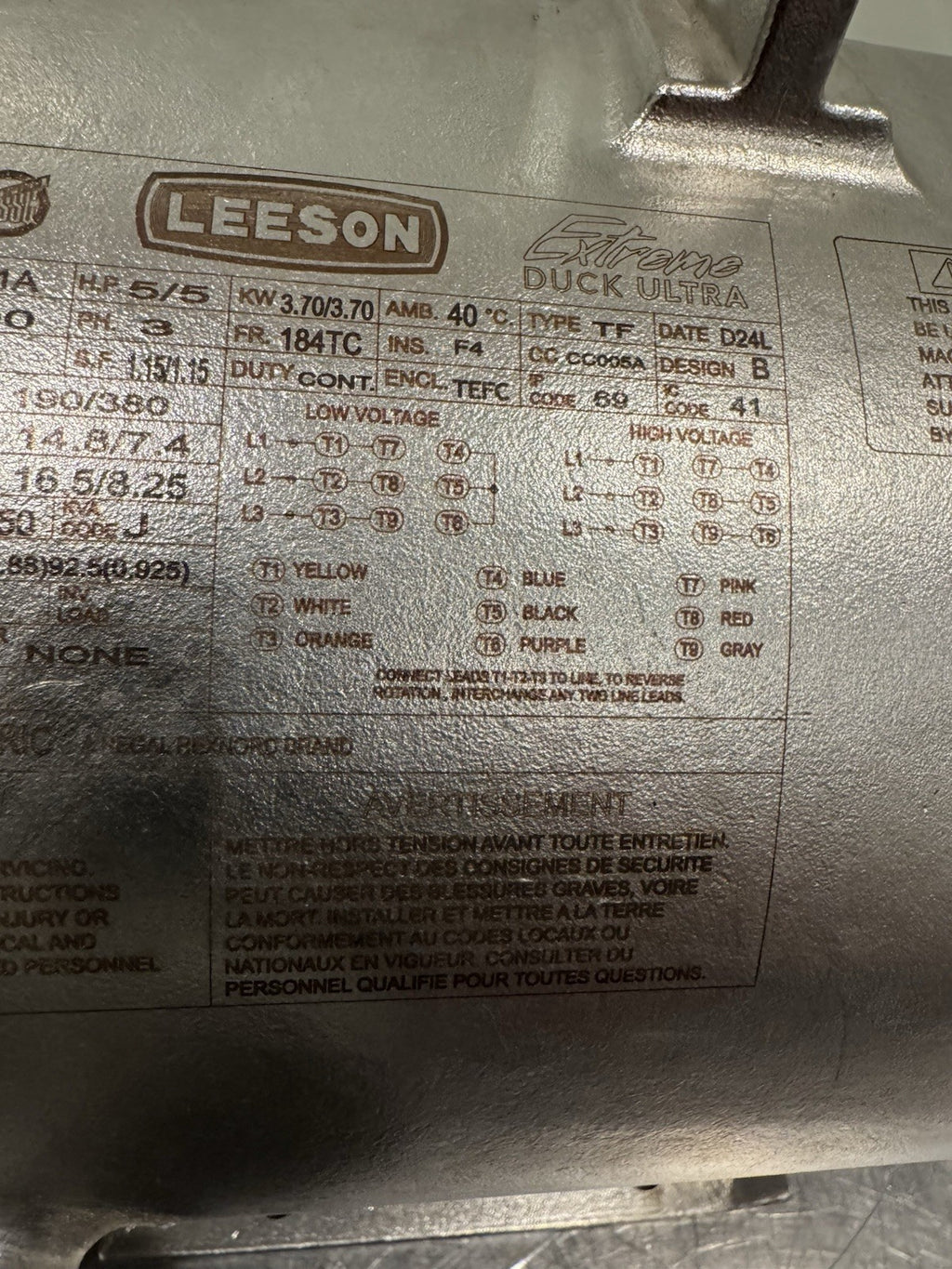 Leeson 132648.00 Motor 5HP 230/460V 3520/2910 RPM NEW! FREE SHIPPING!