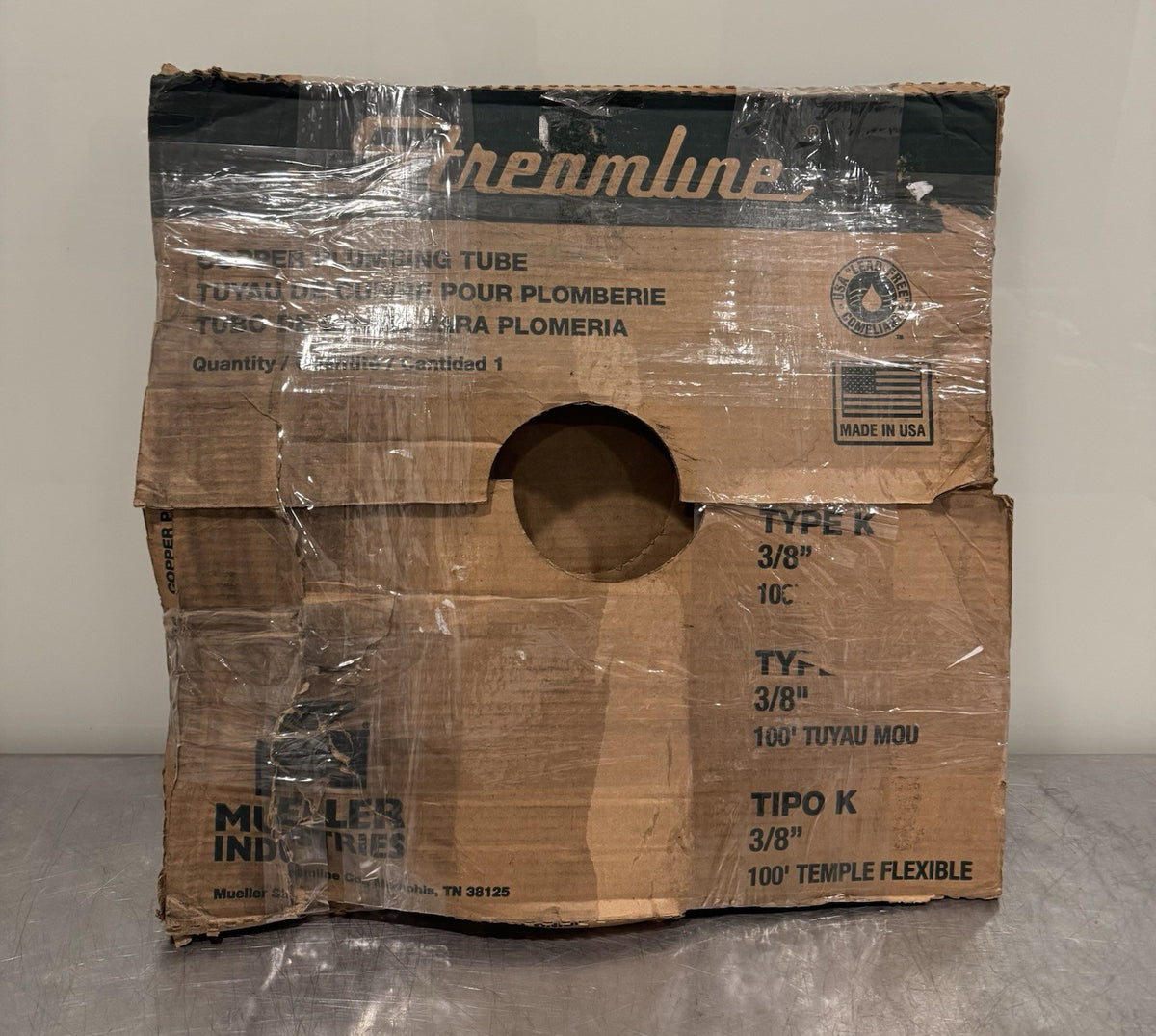 Mueller KS-03100 Streamline 3/8” Copper Soft Coil Tubing Type K 100’ NEW! DENTS!