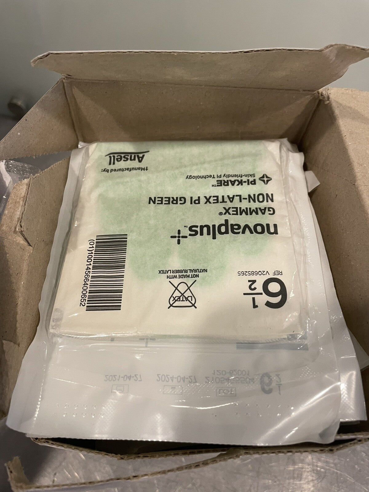 NovaPlus V20685265 Ansell Gammex PI Green Glove Sz 6.5 41 Pair Polyisoprene NEW!