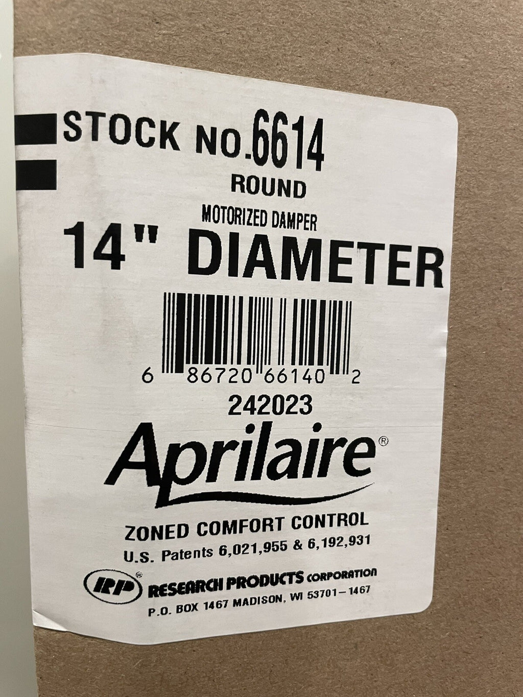 Aprilaire 6614 Round Zone Damper Normally Open Power Close NEW IN BOX!