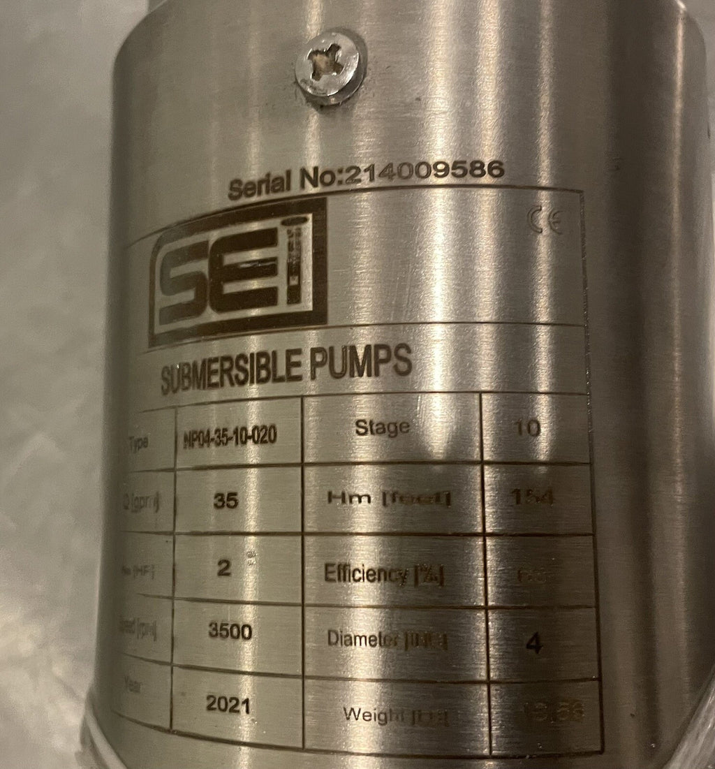 SEI Submersible Pump 4” 35 GPM 2HP NP04-35-10-020 NEW! FREE SHIPPING!