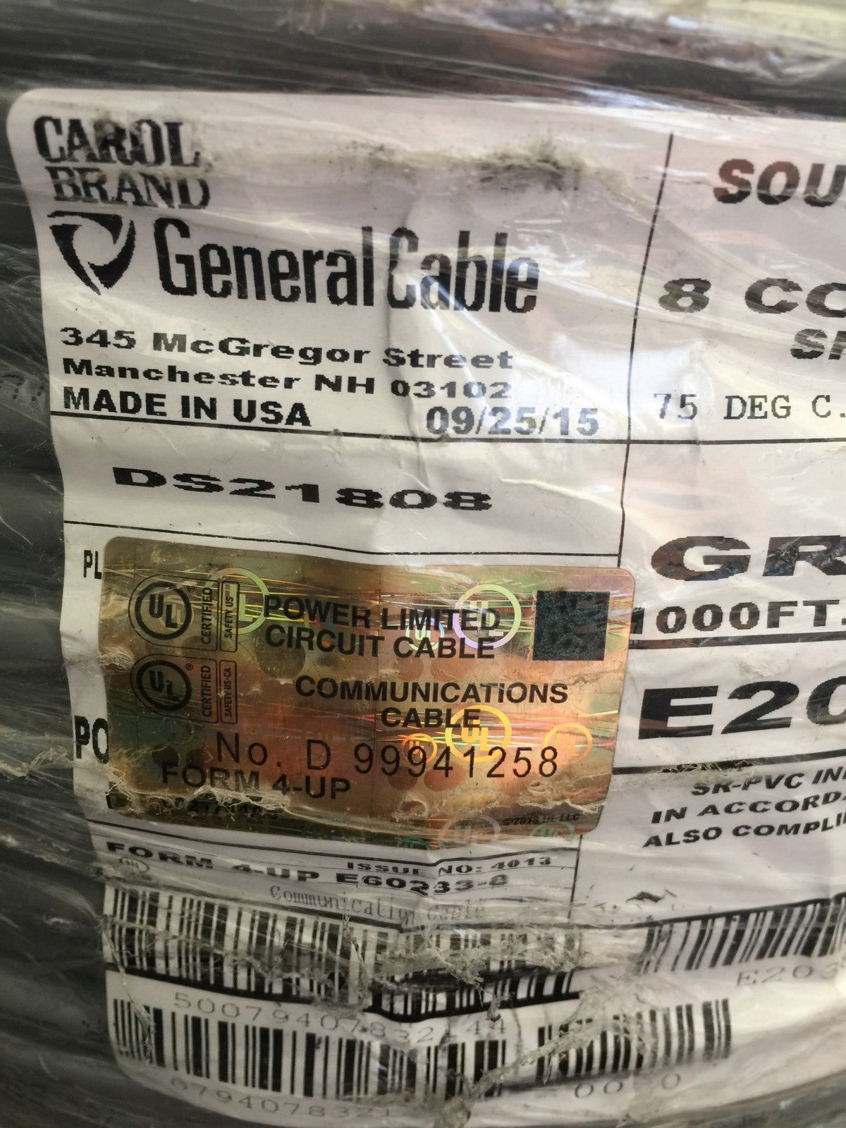 General Cable - E2038S.41.10 - Sound/Alarm/Security Cable, 18AWG, 1000Ft