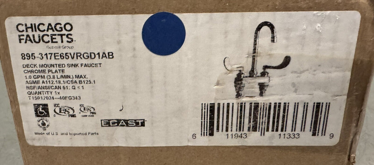 Chicago Faucets 895-317E65VRGD1AB Deck Mount Manual Faucet NEW IN BOX SHIPS FREE