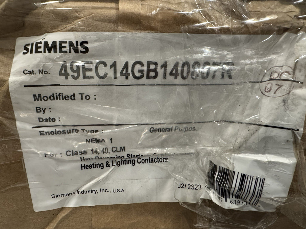 Siemens 49EC14GB140807R Starter Enclosure Kit NEMA 1 NEW IN BOX! FREE SHIPPING!
