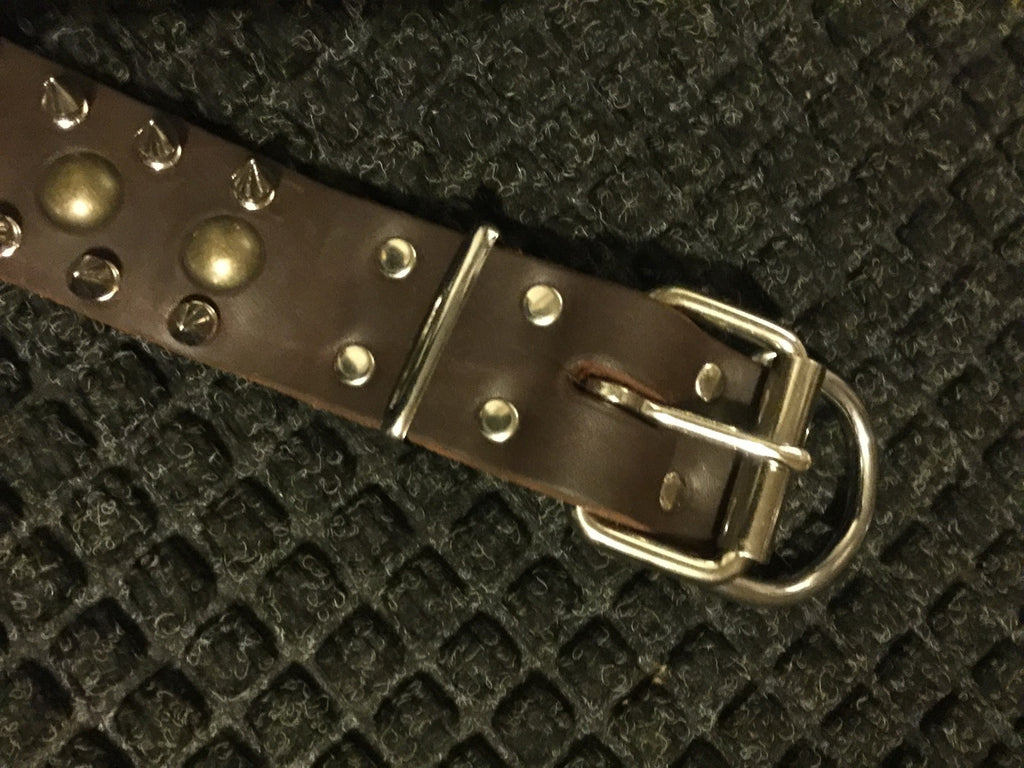 Dean And Tyler Brown Spiked Studded Genuine Leather Dog Collar 28" X 1.5" NEW