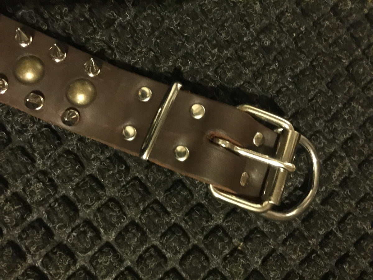 Dean And Tyler Brown Spiked Studded Genuine Leather Dog Collar 28" X 1.5" NEW