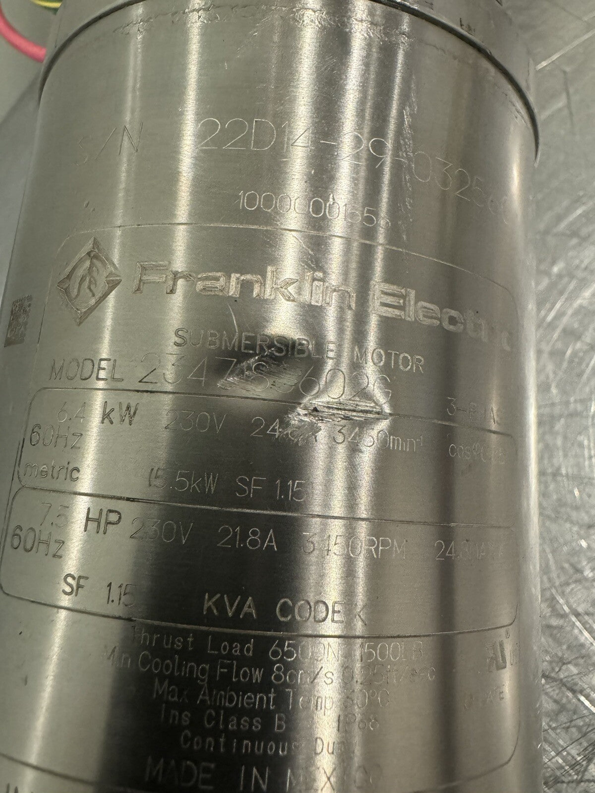 Franklin Electric 2347188602G Submersible Well Pump Motor 7.5HP 230V NEW!