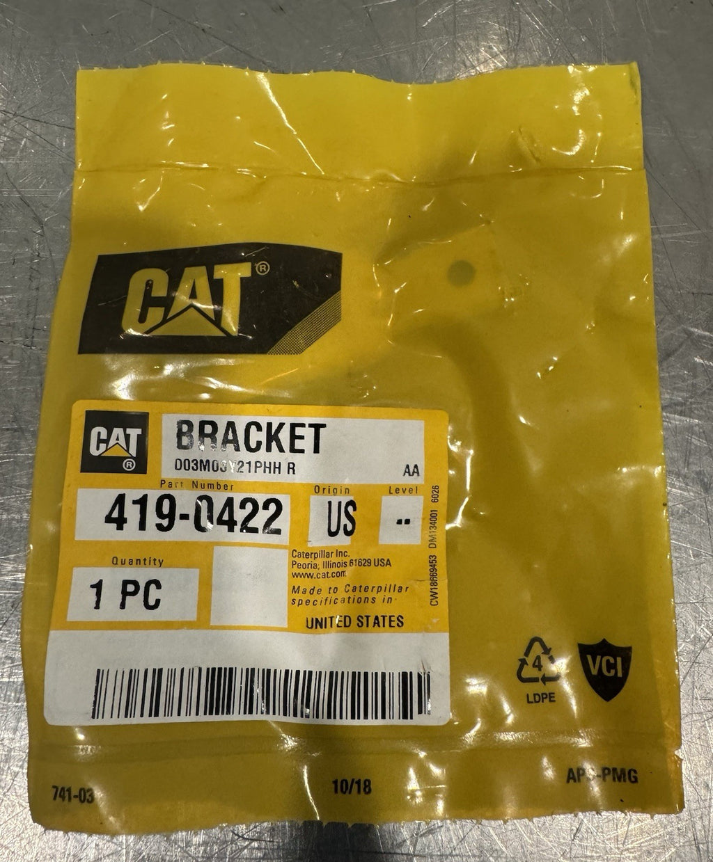 Caterpillar 419-0422 CAT Mounting Bracket Genuine NEW! FREE SHIPPING!