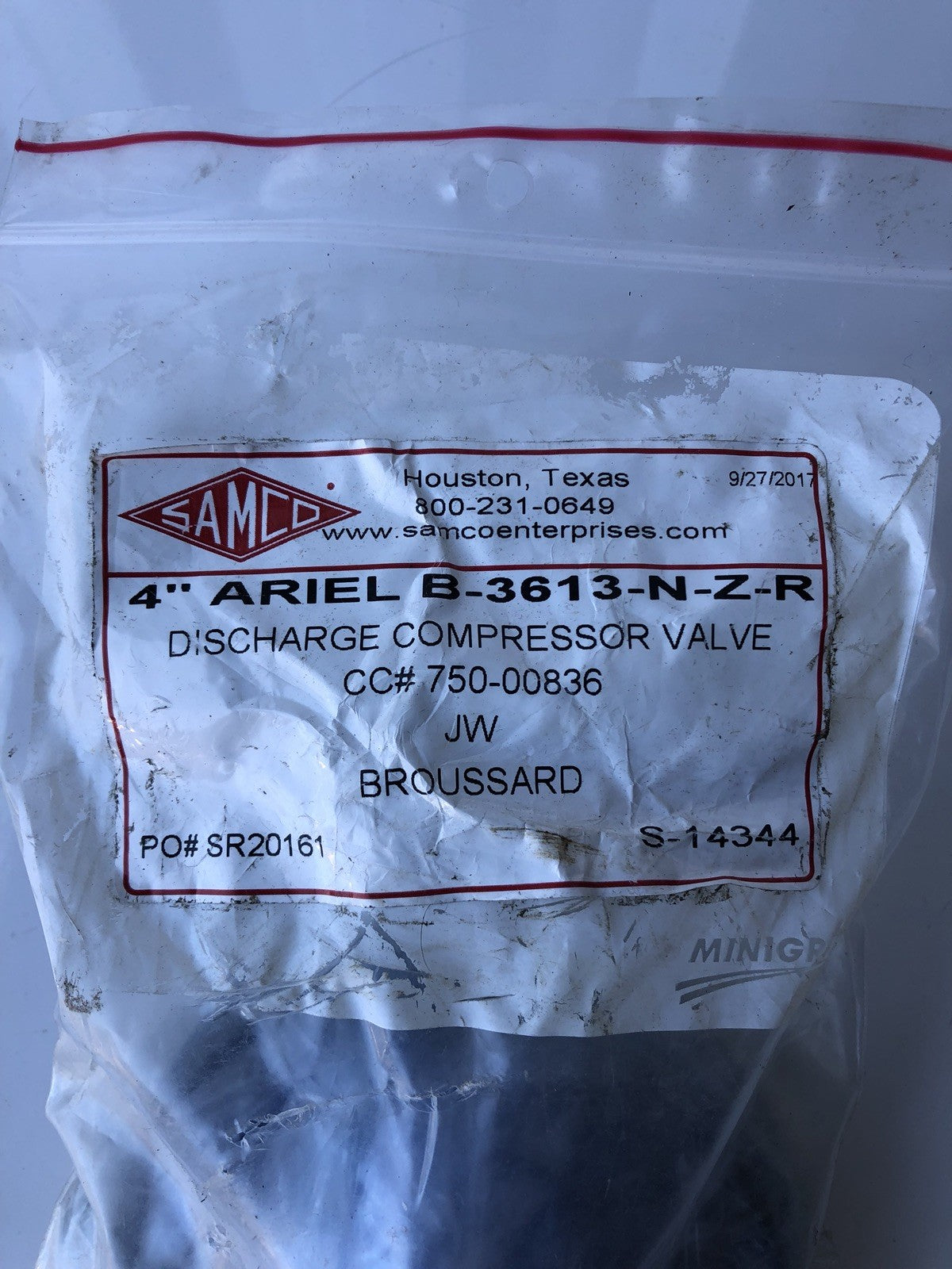 Ariel B-3613-N-Z-R Samco 4” Discharge Compressor Valve NEW