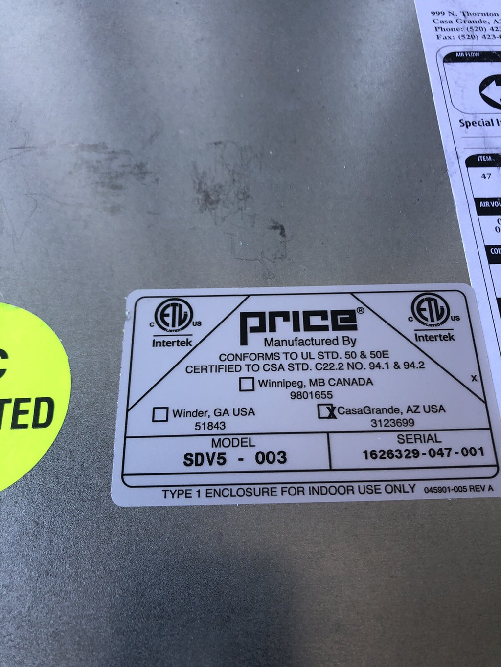 Price SDV5-003 10” Single Duct Terminal Unit SDV5 870 CFM NEW! FREE SHIPPING!